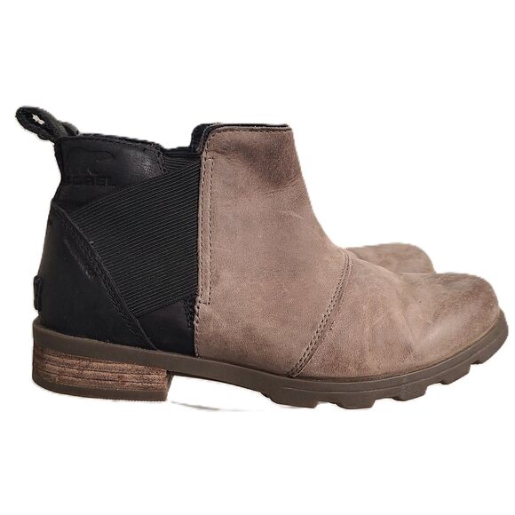 Sorel Emelie Chelsea Leather Ankle Boots US 7 Two Toned Wide Elastic Straps UK 5 - Picture 1 of 9